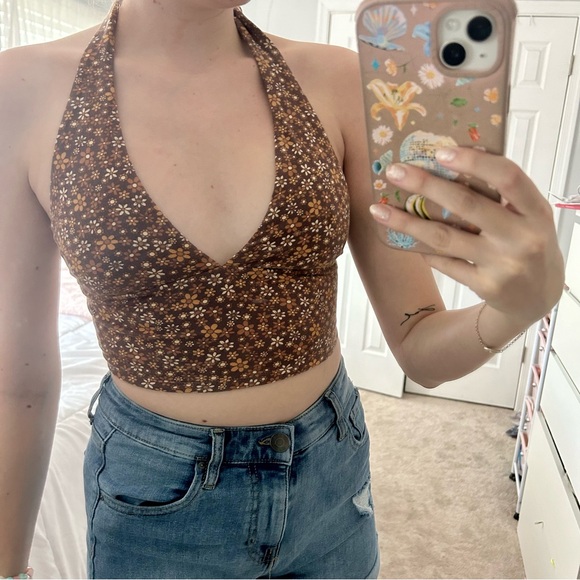 Garage Brown Patterned Halter Top - Picture 2 of 5